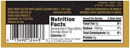 Kedem White Cooking Wine, 12.7oz Bottle, Gluten Free, Kosher