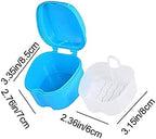 Denture Case Multipurpose Orthodontic Dental Retainer Box with Basket Tray Portable Soaking Denture Bath for Storage Ortho Retainers (Light Blue)