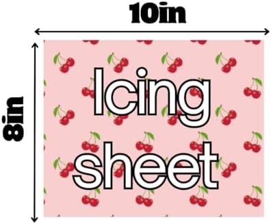 Sweet Cherry Pattern cake topper Edible Icing Sheet for Cake Decorating, Pink Background, 10 x 8 Inches,1/2 way to one cake topper