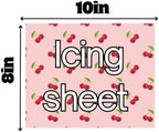 Sweet Cherry Pattern cake topper Edible Icing Sheet for Cake Decorating, Pink Background, 10 x 8 Inches,1/2 way to one cake topper