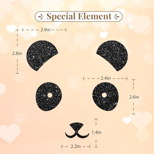 Panda Bear Cake Topper, Panda Birthday Cake Decor, Black Glitter Cute Panda Ears Cake Topper for Baby Shower, Zoo Animal Party Decoration