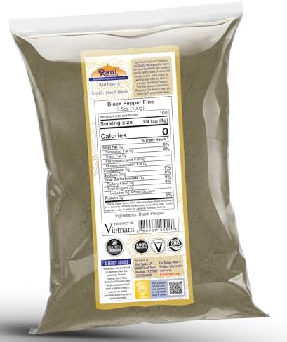 Rani Black Pepper Fine Powder 80 Mesh 3.5oz (100g) ~ All Natural | Vegan | Gluten Friendly | NON-GMO | Kosher | Product of Vietnam