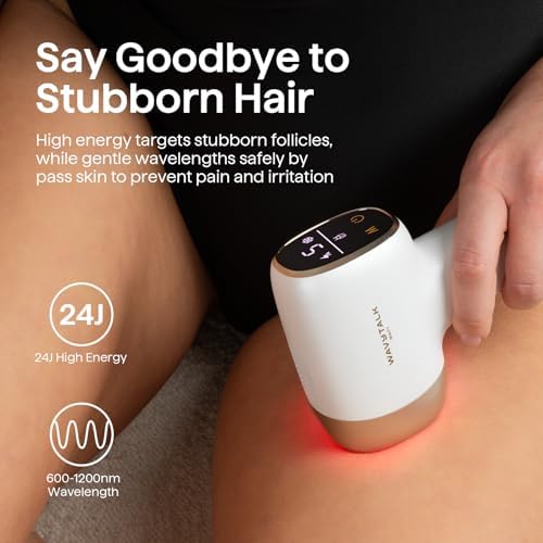 Wavytalk IPL Hair Removal Device, Bare It for Face Body Bikini – Long-Lasting Result & Painless, Full Body in 12 Mins with 24J Dual-Pulse & Ice Cooling, At-Home Use for Women and Men, Corded