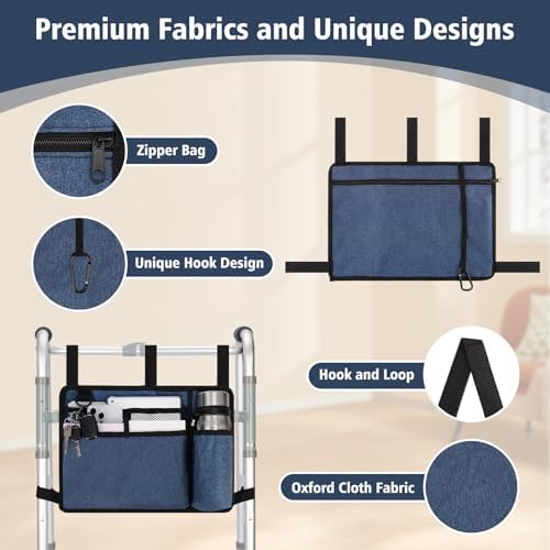 supregear Accessories Bag for Walker, Wheelchair, Rollator - Walker Basket Bag w/Cup Holder - Seniors Caddy Attachment Pouch, Water Resistant Large Capacity Carry Storage Carrier Tote