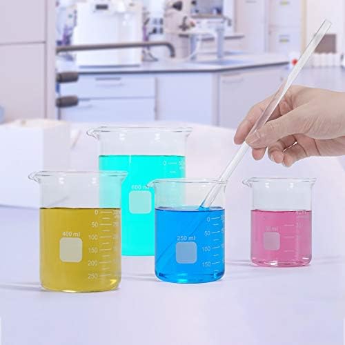Graduated Glass Measuring Low Form Beaker Set (50ml+100ml+250ml+400ml+600ml)