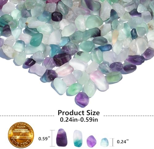 Crystal Pebbles – 0.9LB Natural Fluorite Crystal Bulk, Decorative Tumbled Gemstones Sea Glass Rock for Fish Tank Gravel, Vase Filler, DIY Crafts, Plant Pots & Home Decor