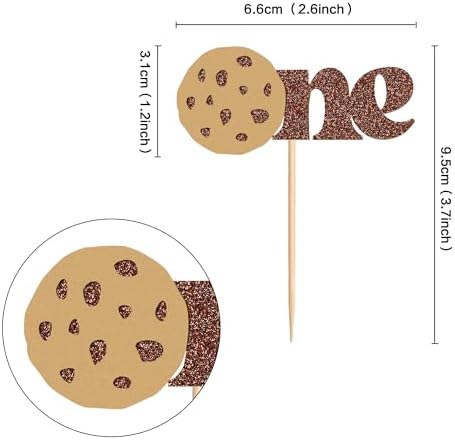 Ercadio 24PCS Cookies One Cupcake Toppers Cookie Cupake Picks for Breakfast Theme Baby Shower Kids Birthday Party Cake Decoration Supplies