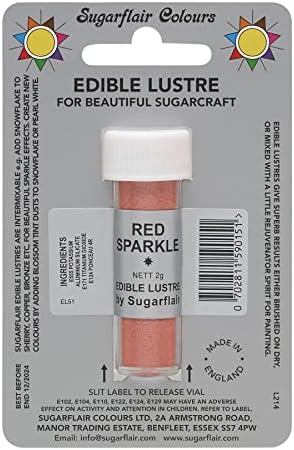 Sugarflair RED SPARKLE Edible Lustre Dust Powder - Cake decorating shimmer