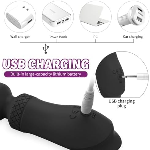 Fuwyiy Manual Back Massagers Small Handheld Massager with 10 Modes, Personal Handheld Massager for Neck Back Body （Black）