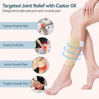 Upgraded Castor Oil Pack Wrap – Larger Knee Size for Men & Women, Organic Cotton Caster Oils Compress Pads for Elbow, Arm & Thigh, Adjustable Velcro Elastic Strap, Waterproof & Reusable (2 Pack)