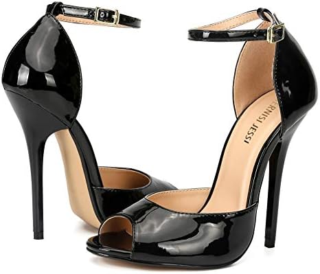 MAIERNISI JESSI Unisex Men's Women's Peep Toe Stiletto Heels, Ankle Strap Sandals, D'Orsay Style, 5.1-Inch Heel