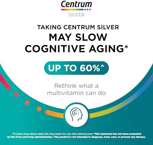 Centrum Silver Multivitamin for Adults 50 Plus, Multivitamin/Multimineral Supplement, Vitamin D3, B Vitamins, Gluten Free, Non-GMO Ingredients, Supports Memory and Cognition in Older Adults - 220 Ct