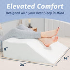 Abco Tech 8in Leg Elevation Pillow with Memory Foam Top - Elevating Leg Rest to Reduce Swelling, Back, Hip, and Knee Pain - Leg Support Pillow to Elevate Feet While Sleeping, Reading - Washable Cover