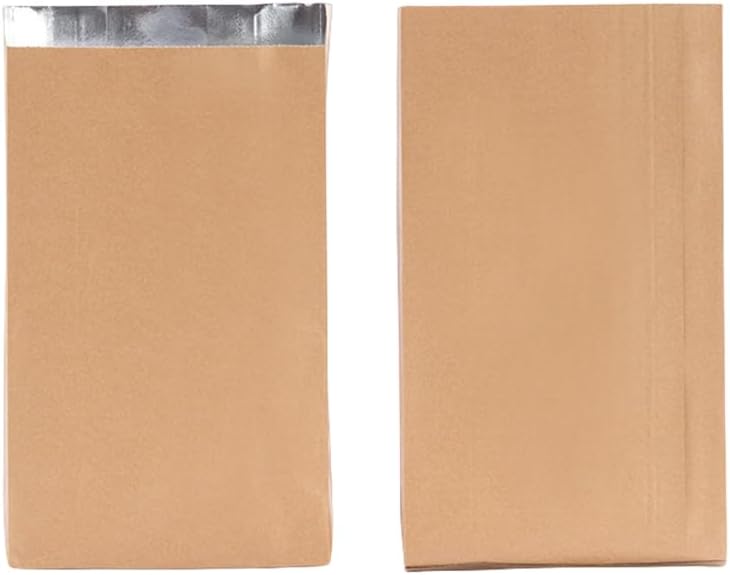 Foil Hamburger Wrappers,Aluminium Foil Lined Bags Storage Temperature, Perfect for Sandwiches,BBQ,Hot Dog,Kraft Food Wrapping Paper Sheets for Picnic,Festival (Brown, Small(Pack of 50))