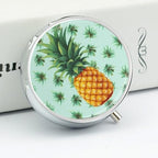 Pill Box Portable Tropical Fruit Pineapple Pill Case Cute Pill Organizer for Vitamins Supplements