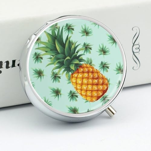 Pill Box Portable Tropical Fruit Pineapple Pill Case Cute Pill Organizer for Vitamins Supplements