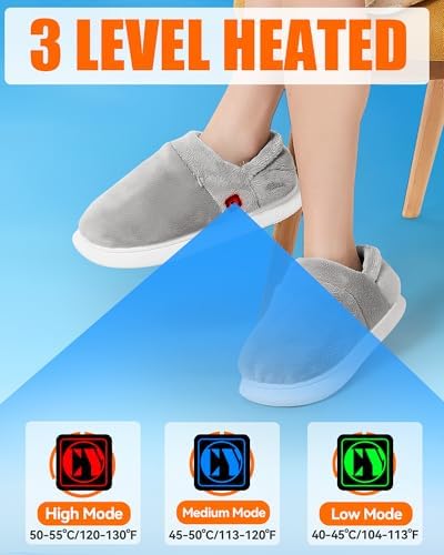 Heated Slippers - Foot Warmer for Men & Women, Electric Heating Slippers, Upgraded 4000mAh Battery Pack