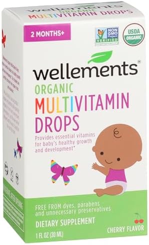 Wellements Organic Multivitamin Baby Drops, Gluten Free, 1 Fluid Ounces (Pack of 3)