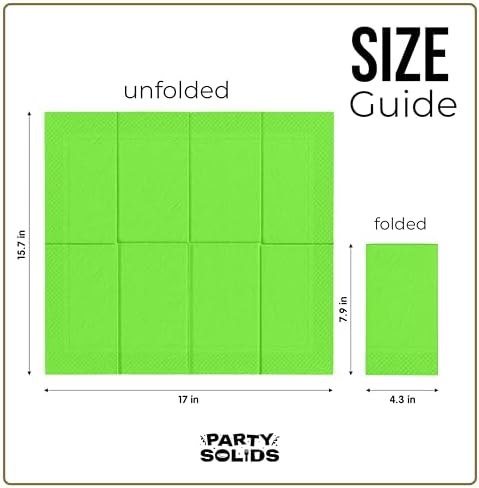 Party Solids Lime Green Dinner Napkins Disposable 8" x 4" Folded - 40 Pcs 2 Ply Lime Green Napkins Disposable Paper Guest Towels for Bathrooms, Dinners, Everyday Parties & Party Supplies