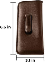 Calabria Soft Slip-In Glasses Case Pocket Metal Clip Black/Brown(2Pack) Men/Women Synthetic Leather Felt Lining 6.5"x3"