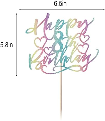 color flash Happy 8th birthday Cake Topper Boys and girls Happy birthday Cake Topper Children's party cake decorations