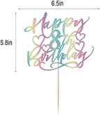 color flash Happy 8th birthday Cake Topper Boys and girls Happy birthday Cake Topper Children's party cake decorations