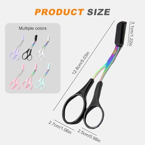 Eyebrow Trimmer Scissor, New 2 in 1 Eyebrow Scissors with Comb, Non-Slip Stainless Steel Eyebrow Trimming Scissors, Eyebrow Cutter Hair Removal Eyebrow Scissor Makeup Tool for Women Men (Black)