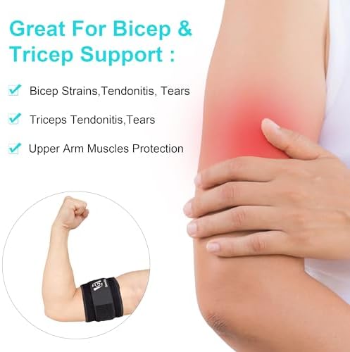 GenetGo Bicep & Tricep Tendonitis Brace Compression Sleeve - Pain Relief for Bicep and Tricep Muscle Strains, Upper Arm Support (S/M Width-3")