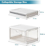 Clear Storage Bin with Lid 3 Pack 【Stackable & Sturdy】 Plastic Multifunctional Folding Storage Bins for Bedroom, Living Room, Study,Room, 23 QT Folding Box with Magnetic Door