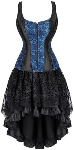 Corset Dress Bustier Lingerie Skirt Set Gothic Outfits Costume Basquesr Victorian Black Red