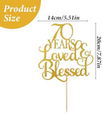 Gold Happy 70th Birthday Cake Topper, Glitter 70th Birthday Decorations for Women Hello 70 Wedding Anniversary Party Cake Decorations Supplies