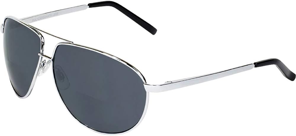 Global Vision Eyewear Bifocal Glasses, Smoke Lens, Silver Frame, Metal