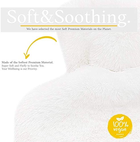 Hot Water Bottle - with Soft Premium Fleece Cover - White, 2L - Heating Pad for Menstrual Cramps and Period Comfort - Bed Foot Warmer - Hot & Cold Compress for Back, Stomach, Neck Pain Relief