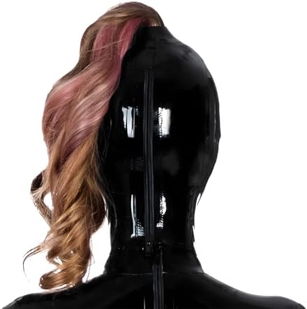 Latex Mask Rubber Hood with One Top Hair Hole,Latex Masks Handmade with Back Zipper Accessories