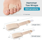 Kimihome Hammer Toe Corrector for Women & Men - Reusable Fabric Broken Toe Wraps - Hammertoe Straightener - Toe Splints for Bent, Curled, Crooked, Claw Toes (4 Large + 4 Small, Beige)