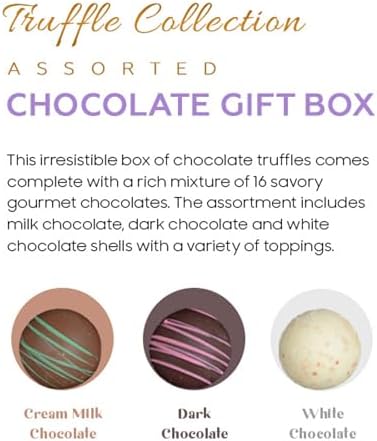 CRAVINGS BY ZOE Happy Birthday Chocolate Truffles Gift Box | 16 Count | Assorted Gourmet Milk & Dark Chocolate Candy Food Gift Basket | Birthday Gifts for Women & Men Mom Dad Kid Him Her Adult Family