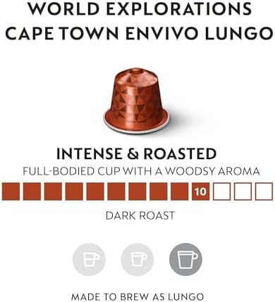 Nespresso Capsules Original Line, Cape Town Envivo Lungo, Dark Roast Espresso Coffee Pods, 50 Count Coffee Pods