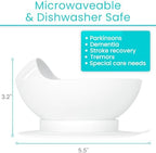 Vive Spill-Proof Scoop Bowl (2 Pack) - Adaptive Eating Equipment with Lipped Edge for Elderly & Disabled - No-Spill Scoop Aid for Parkinsons, Dementia, Strokes, Tremors - Special Non-Skid Bowl (White)