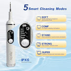 Ultimate Electric Teeth Cleaner - Ultrasonic Tooth Cleaning, Violet Light Protection, 316F Stainless Steel Heads, 5-Speed Modes, IPX6 Waterproof, Oral Care Kit with 11 Accessories‌ (White)