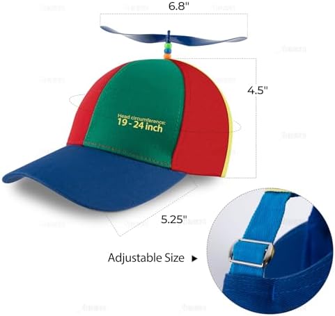 AUEAR, Detachable Adult Propeller Hat Baseball Cap Rainbow Top Hat Brightly Rainbow