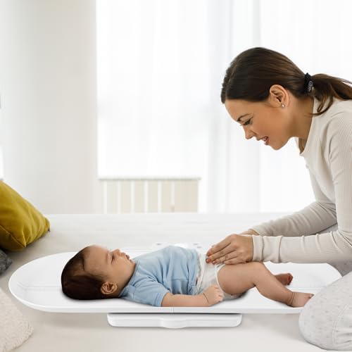 BABY JOY Baby Scale, 2-in-1 Digital Infant Scale with Detachable Tray for Newborns, Pets, Adults, 5 Units, Works with App, LED Screen, Height Marks, Auto Off, 0.01 lbs Accuracy, Up to 330 lbs