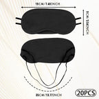 20-Pack Blindfold Sleep Mask Bulk for Party Games Travel Sleep Team Build Party Supply - Eye Covers for Sleeping with Adjustable Strap - Sleeping Masks for Women Men Kids, Black