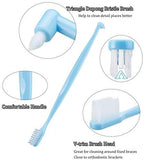 Orthodontic Toothbrush Double-Ended Interspace Brush V-Trim Toothbrush with Tiny Soft Trim Head End Tuft for Braces and Teeth Detail Cleaning, 4 Pieces (4 Colors)