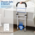KingPavonini Bed Rails for Elderly Adults Safety 2026 Upgrade, ASTM-Approved Bed Rails for Seniors with Anti-Wobble Adjustable Feet, 400lb Bed Cane, Non-Slip Handle & Storage Bag, No-Tools, Model GS04