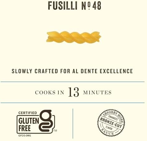 Rummo Gluten Free Fusilli N.48 - Gluten Free Fusilli Pasta Noodles, Made with Brown Rice & Corn, Pasta from Italy - 12 Ounce (Pack of 1)