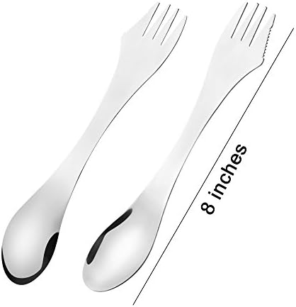CM Cosmos 5 Pcs Stainless Steel Sporks 3-in-1 Fork Knife Spoon Utensils Set for Camping Hiking Traveling
