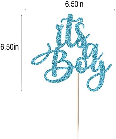 Sleyberoy It's a Boy Baby Shower Cake Topper, Blue Glitter Lettering, for Gender Reveals and Newborn Parties 1st & 2nd Happy Birthday Selected cake decor (It's a boy)