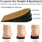 Adjustable Heel Lifts Inserts, 1/8'' Height Increase Insoles for Achilles Tendonitis, Heel Pain, Leg Length Discrepancy, Plantar Fasciitis, Shoe Lifts (Medium)