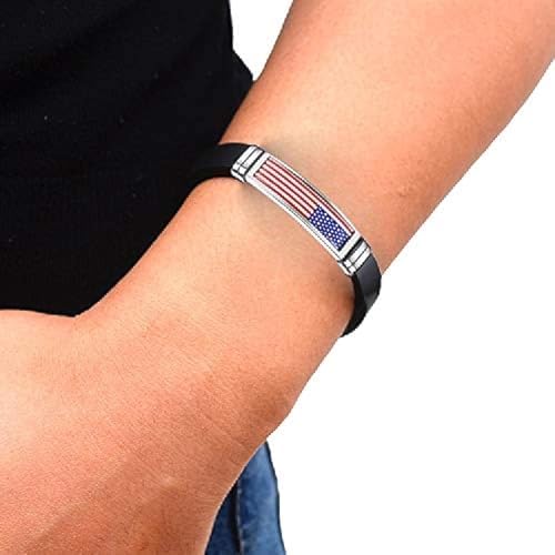 United States Of America Flag Bracelet Silicon Chain Wristband Souvenir, USA Fashion Handmade Bracelet For Man & Woman Special Day's Gift and 4th of July