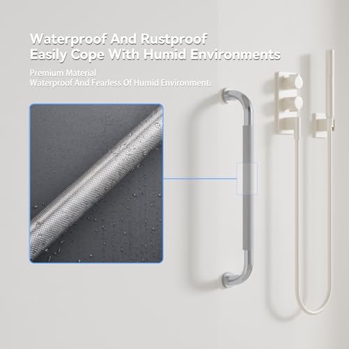 12 Inch Shower Grab Bar, Bathroom Grab Bar Handle with Anti-Slip Knurled Grip, Stainless Steel Bath Balance Bar, 1.0" Diameter Bath Safety Bar Support for Seniors Elderly Pregnant, Brushed Nickel